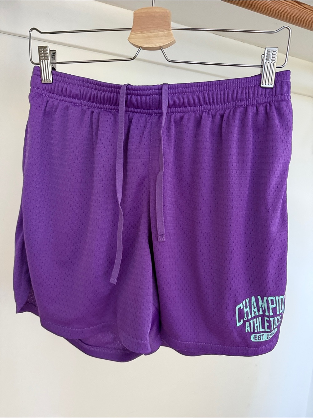 Champion Purple Athletic Mesh Shorts with Drawstring